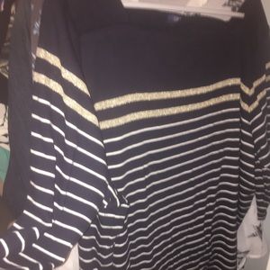 Chaps 3x 3/4 sleeve blue striped top